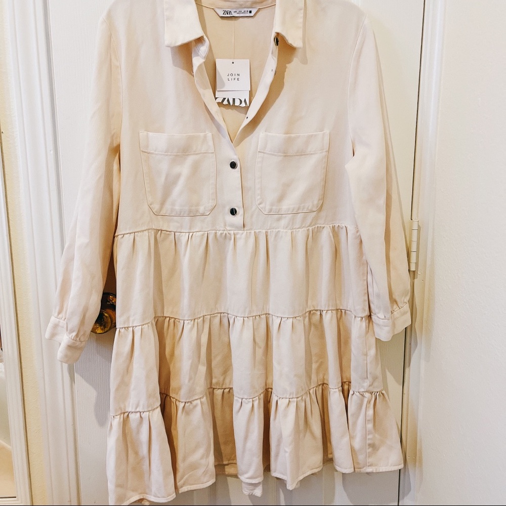 Zara Button Up Ruffle Dress
